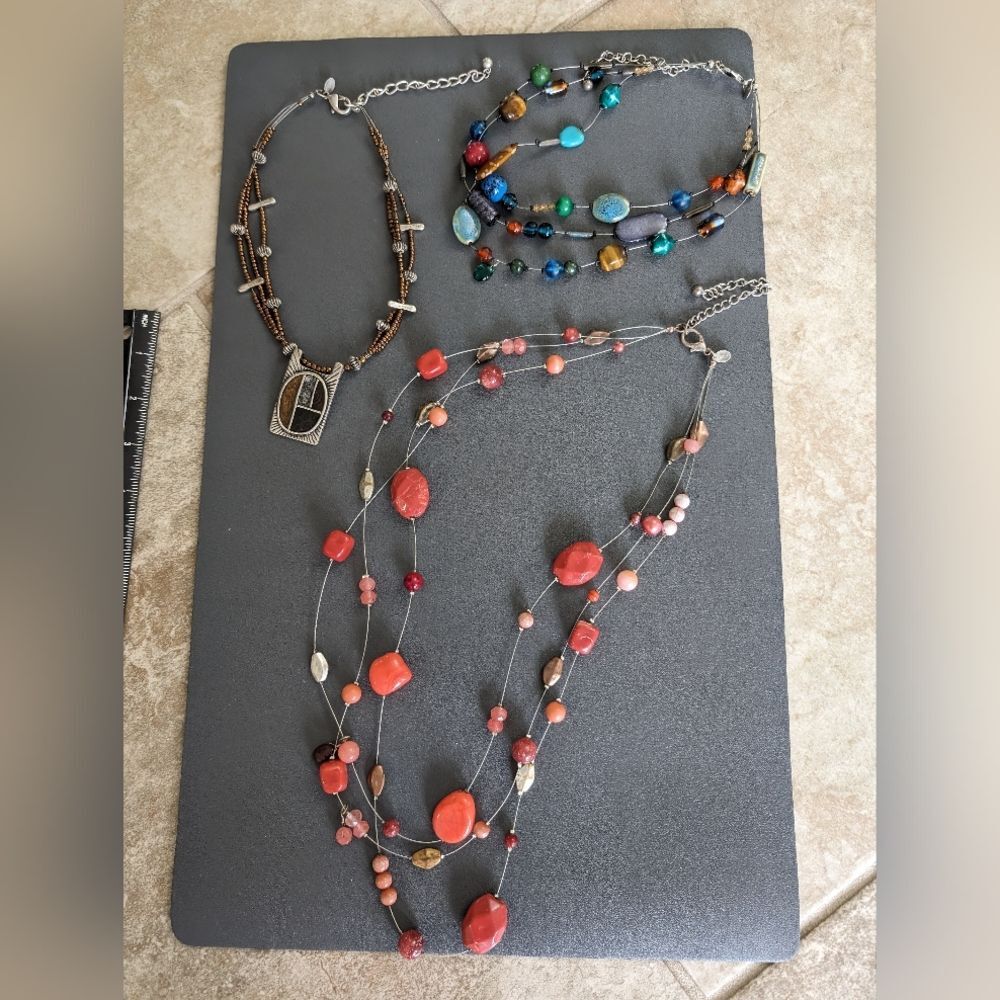 Chico's Necklace Bundle of 3, Enamel, Ceramic, Glass